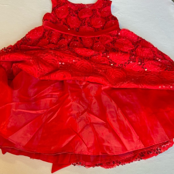 Rare Too Girls Dress Red Rose Sequin Holiday Party Special Occasion Sleeveless 6 - Picture 13 of 16